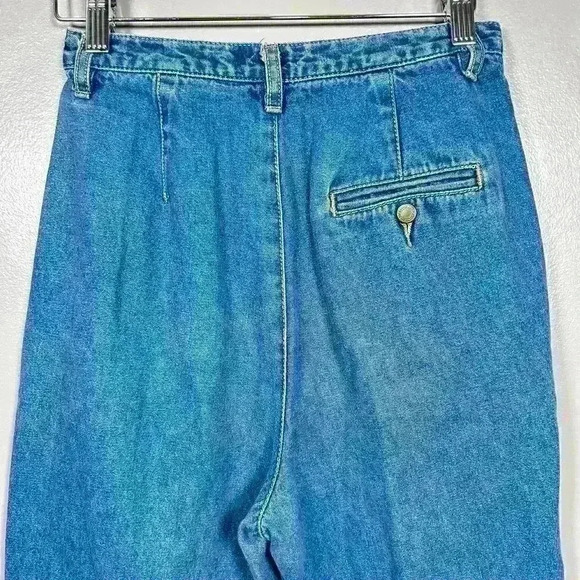 VTG MOM JEANS High Rise Mid Wash Soft Tapered Leg Women Size 2 Short Petite - Picture 8 of 9